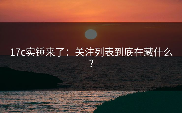 17c实锤来了：关注列表到底在藏什么?