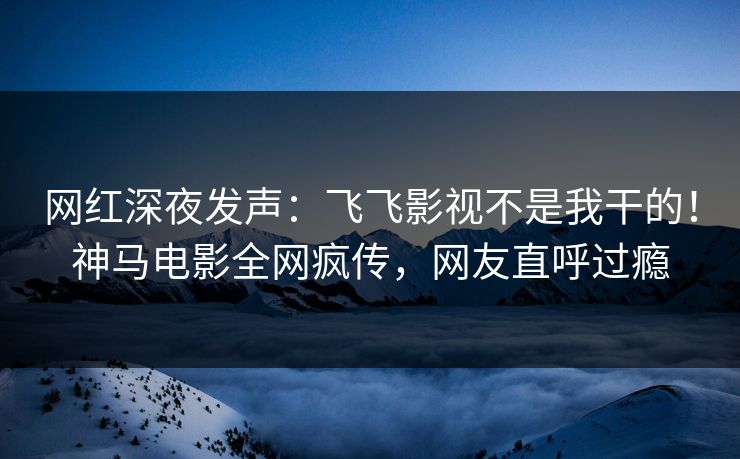 网红深夜发声：飞飞影视不是我干的！神马电影全网疯传，网友直呼过瘾