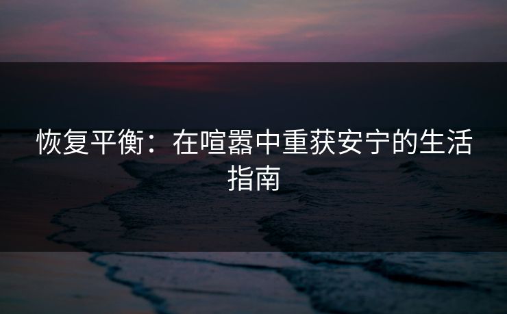 恢复平衡：在喧嚣中重获安宁的生活指南