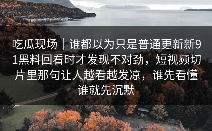 吃瓜现场｜谁都以为只是普通更新新91黑料回看时才发现不对劲，短视频切片里那句让人越看越发凉，谁先看懂谁就先沉默